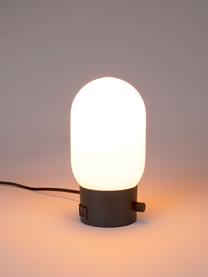 Lampada piccola da comodino dimmerabile con connessione USB Urban, Paralume: vetro opale, Base della lampada: metallo rivestito, Nero, bianco, Ø 13 x Alt. 25 cm