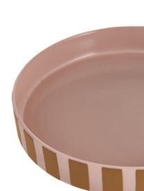 Keramik Servierplatte Toppu im Streifendesign, Ø 20 cm, Keramik, Karamellbraun, Rosa, Ø 20 x H 9 cm