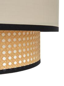Lampada a sospensione in tessuto e intreccio viennese Vienna, Baldacchino: metallo verniciato a polv, Paralume: cotone misto, plastica, Marrone chiaro, nero, beige, Ø 40 x Alt. 40 cm