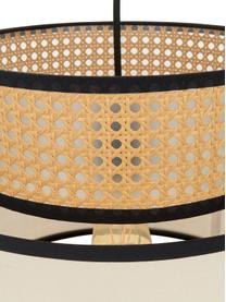 Lampada a sospensione in tessuto e intreccio viennese Vienna, Baldacchino: metallo verniciato a polv, Paralume: cotone misto, plastica, Marrone chiaro, nero, beige, Ø 40 x Alt. 40 cm