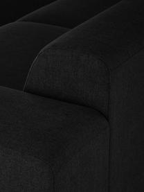 Canapé d'angle 4 places Melva, Tissu noir, larg. 319 x prof. 196 cm, méridienne à gauche