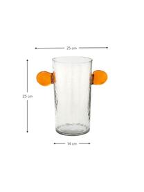 Vaso in vetro soffiato arancione/trasparente Ears, Vetro soffiato riciclato, Arancione, trasparente, Ø 14 x Alt. 25 cm