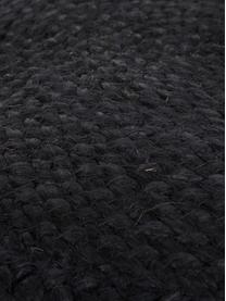 Pouf en jute artisanal Bono, Brun, noir, Ø 50 x haut. 36 cm