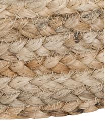 Pouf en jute artisanal Bono, Brun, noir, Ø 50 x haut. 36 cm