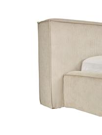 Čalouněná postel z manšestru s úložným prostorem Lennon, Béžový manšestr, Š 140 cm, D 200 cm