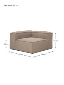 Módulo de esquina sofá Lennon, Tapizado: 100% poliéster Alta resis, Estructura: madera de pino maciza, ma, Patas: plástico, Tejido marrón, An 119 x F 119 cm, chaise longue izquierda