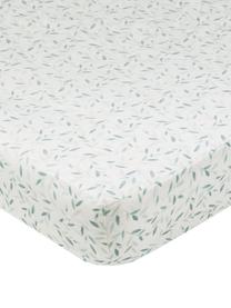Aankleedkussenhoes Green Leaves van biokatoen, 100% biokatoen, OCS-gecertificeerd, Wit, groen, patroon, B 50 x L 65 cm