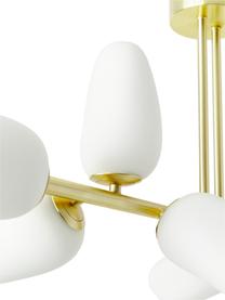 Stropná lampa z opálového skla Lilja, Biela, mosadzné odtiene, Š 100 x V 44 cm