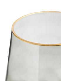 Mundgeblasene Glas-Vase Joyce mit goldfarbenem Rand, Glas, Grau, transparent, Ø 16 x H 16 cm