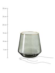 Ručně foukaná skleněná váza se zlatým okrajem Joyce, Sklo, Šedá, transparentní, Ø 16 cm, V 16 cm