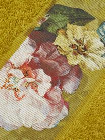 Handtuch Fleur in verschiedenen Größen, mit Blumen-Bordüre, 97% Baumwolle, 3% Polyester, Senfgelb, Mehrfarbig, Handtuch, B 60 x L 100 cm