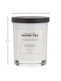 Duftkerze White Tea (Pudrig & Weisser Tee), Weiss, Schwarz, Ø 8 x H 10 cm