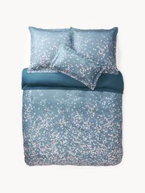 Funda nórdica de satén estampada Sakura, Azul, rosa, Cama 180/200 cm (260 x 240 cm)
