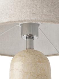 Lampe à poser avec pied en marbre aspect travertin Gia, Beige, aspect travertin, Ø 30 x haut. 39 cm
