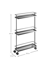 Carrito organizador con ruedas Tower, Acero recubierto, Negro, An 38 x Al 66 cm