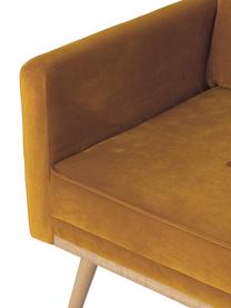 Samt-Sessel Saint in Senfgelb mit Eichenholz-Füßen, Bezug: Samt (Polyester) Der hoch, Gestell: Massives Eichenholz, Span, Samt Senfgelb, B 85 x T 76 cm