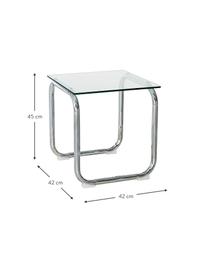 Beistelltisch Lulu mit Glasplatte, Tischplatte: Glas, gehärtet, Gestell: Metall, verchromt, Transparent, Chromfarben, B 42 x H 45 cm