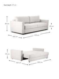 Sofa rozkładana z miejscem do przechowywania Tasha (3-osobowa), Tapicerka: 100% poliester Dzięki tka, Stelaż: lite drewno sosnowe z cer, Nogi: tworzywo sztuczne, Greige tkanina, S 235 x G 100 cm
