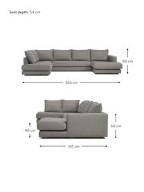 Sofá rinconera Tribeca, Tapizado: 100% poliéster Alta resis, Estructura: madera de pino maciza, Patas: madera de haya maciza pin, Tejido gris oscuro, An 356 x F 195 cm, chaise longue izquierda