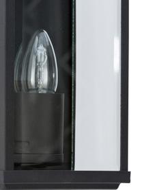 Aussenwandleuchte Wally mit Glasschirm, Lampenschirm: Glas, Schwarz, Transparent, B 16 x H 25 cm