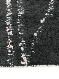 Tapis avec franges tufté main motif zigzag Asisa, Noir, blanc