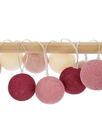 Guirnalda de luces LED Colorain, 378 cm, 20 luces, Linternas: poliéster con certificado, Cable: plástico con certificado , Blanco crema, rosa, rojo, L 378 cm