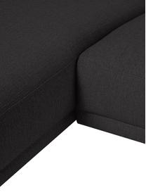 Kleine hoekbank Fluente met metalen poten, Bekleding: 100% polyester De slijtva, Frame: massief grenenhout, FSC-g, Poten: gepoedercoat metaal, Geweven stof donkergrijs, B 198 x D 152 cm, hoekdeel links