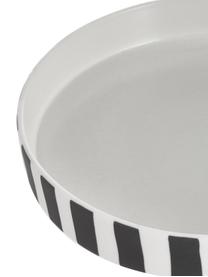 Keramik Servierplatte Toppu im Streifendesign, Ø 20 cm, Keramik, Weiß, Schwarz, Ø 20 x H 9 cm