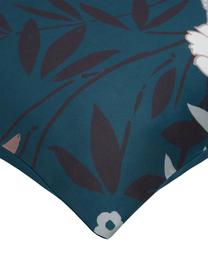 Baumwollsatin-Bettwäsche Akina aus Bio-Baumwolle mit Blumen-Print, Webart: Satin Fadendichte 200 TC,, Mehrfarbig, 135 x 200 cm + 1 Kissen 80 x 80 cm