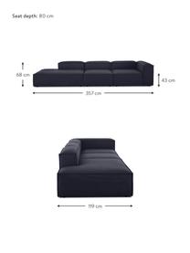 Modulární šezlong XL Lennon, Tmavě modrá, Š 357 cm, H 119 cm, opěradlo na pravé straně