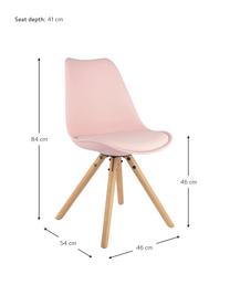 Kunststoffstühle Max mit gepolsterter Sitzfläche in Rosa, 2 Stück, Sitzfläche: Kunstleder, PVC-Kunststof, Beine: Buchenholz, Rosa, B 46 x T 54 cm