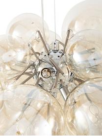 Glaskugel Pendelleuchte Gross Grande, Baldachin: Nickel, verchromt, Bernsteinfarben, Ø 62 x H 50 cm