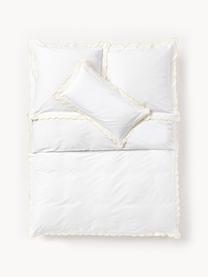 Housse de couette en coton avec volants et ourlet brodé Atina, Jaune, blanc, larg. 200 x long. 200 cm