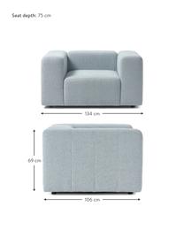 Bouclé-Sessel Lena, Bezug: Bouclé (93 % Polyester, 6, Gestell: Kiefernholz, Schichtholz,, Beine: Kunststoff, Bouclé Hellblau, B 134 x T 106 cm