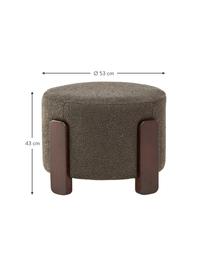Buklé taburetka s drevenými nohami Coffey, Buklé tmavozelená, kaučukovníkové drevo, Ø 53 x V 43 cm