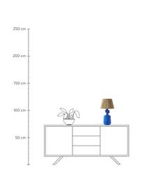 Lampe à poser céramique Alicia, Brun, bleu, Ø 26 x haut. 49 cm