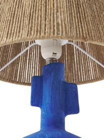 Keramische tafellamp Alicia, Lampenkap: linnen, Lampvoet: keramiek, Bruin, blauw, Ø 26 x H 49 cm