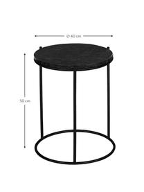 Okrągły stolik pomocniczy z marmuru Ella, Blat: marmur, Stelaż: metal malowany proszkowo, Blat: czarny marmur Stelaż: czarny, matowy, Ø 40 x W 50 cm