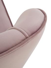 Fluwelen stoel Lucky, Bekleding: fluweel (polyester), Poten: rubberhout, gelakt, Bekleding: oudroze. Poten: zwart, B 59 x D 68 cm