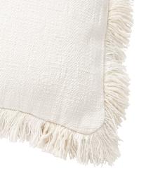 Károvaný povlak na polštář s třásněmi Kaspar, 59 % bavlna, 41 % polyester, Krémově bílá, Š 45 cm, D 45 cm