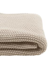 Koc z dzianiny z pomponami Molly, 100% bawełna, Beżowy, S 130 x D 170 cm