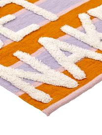 Dywanik łazienkowy z wypukłą strukturą Get Naked, 100% bawełna, Lila, pomarańczowy, jasny beżowy, S 55 x D 80 cm
