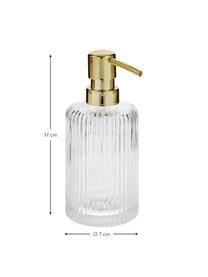 Glazen zeeppompje Gulji, Houder: glas, Pompje: kunststof, Transparant, goudkleurig, Ø 7 x H 17 cm