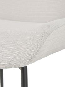 Chaise rembourrée design Tess, Tissu blanc crème, pieds noirs