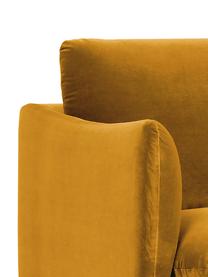 Canapé d'angle en velours et pieds en métal Moby, Velours jaune moutarde, larg. 280 x prof. 160 cm, méridienne à droite