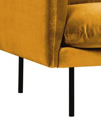 Sofa narożna z aksamitu z metalowymi nogami Moby, Tapicerka: aksamit (wysokiej jakości, Stelaż: lite drewno sosnowe z cer, Nogi: metal malowany proszkowo, Musztardowy aksamit, S 280 x G 160 cm, lewostronna
