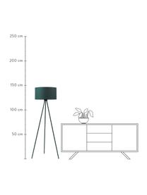 Lampa podłogowa trójnóg z kloszem z tkaniny Cella, Zielony, Ø 45 x W 147 cm