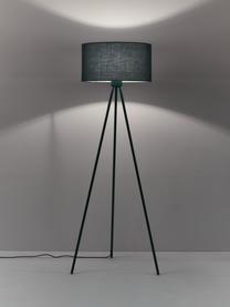 Stojacia tripod lampa s textilným tienidlom Cella, Zelená, Ø 45 x V 147 cm