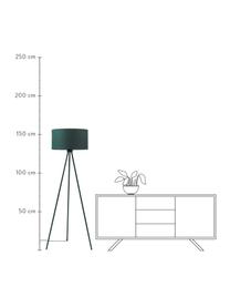 Lampada treppiede da terra con paralume in tessuto Cella, Paralume: misto cotone, Base della lampada: metallo verniciato a polv, Verde, Ø 48 x Alt. 158 cm