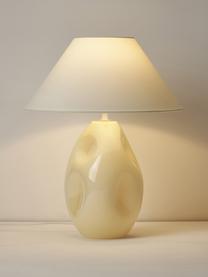 Lampada da tavolo in vetro opalino lilla Xilia, Paralume: tessuto, Base della lampada: vetro opalino, Bianco crema, bianco, Ø 40 x Alt. 18 cm